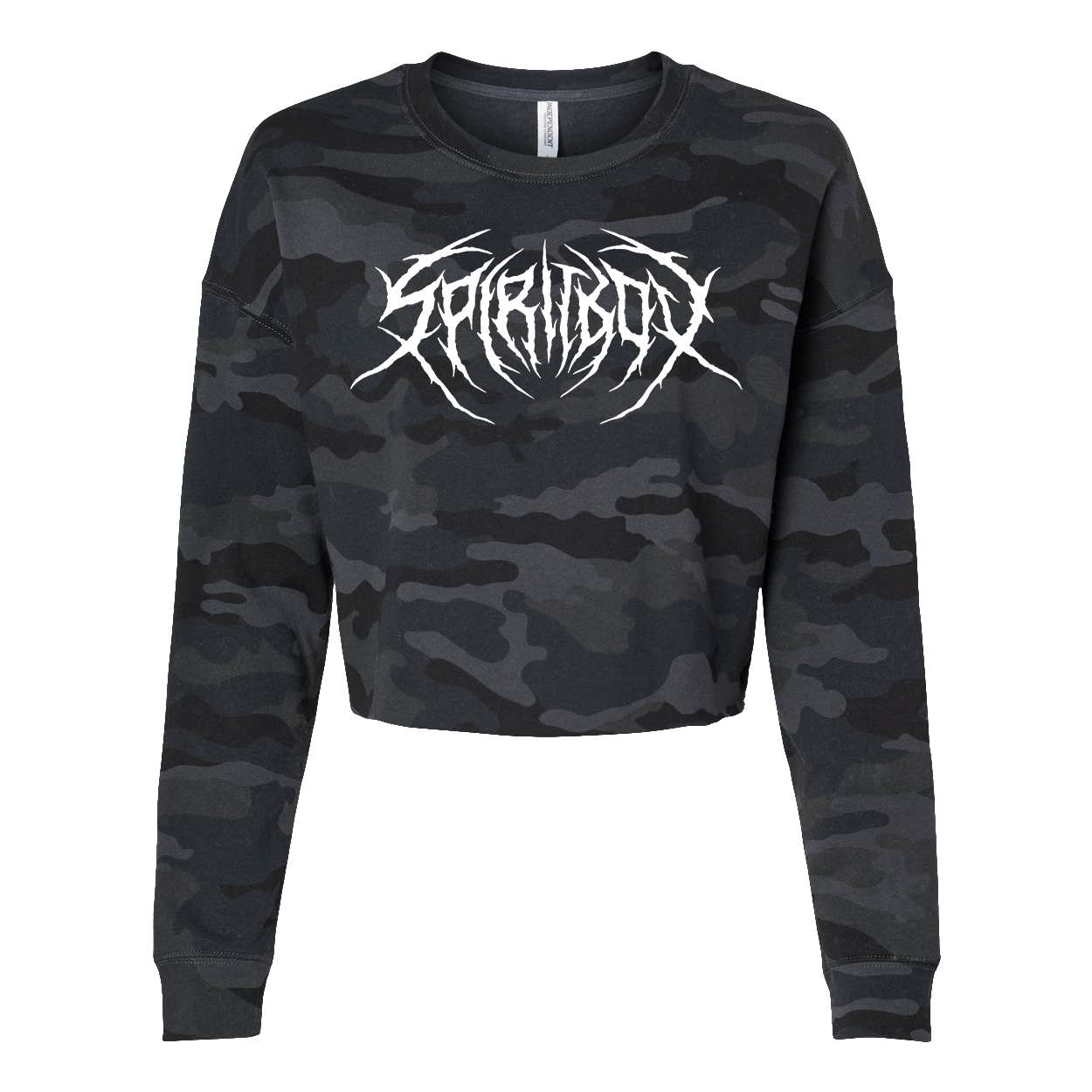 Spine Cropped Black Camo Womens Crewneck – Tsunami Sea
