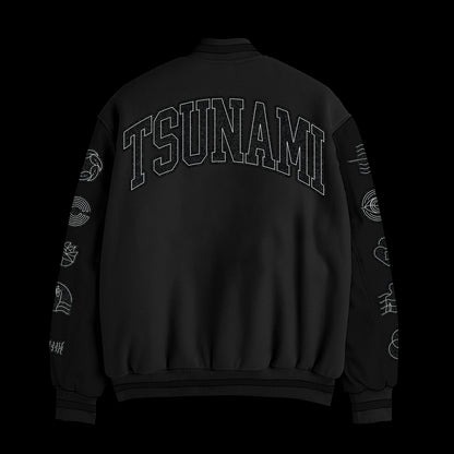 Tsunami Sea Branded Black & Grey Varsity Jacket