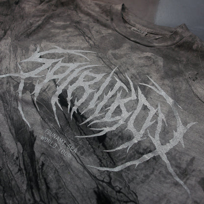 Death Metal Logo Silver Glitter Print Grey Marble Tie Dye T-Shirt