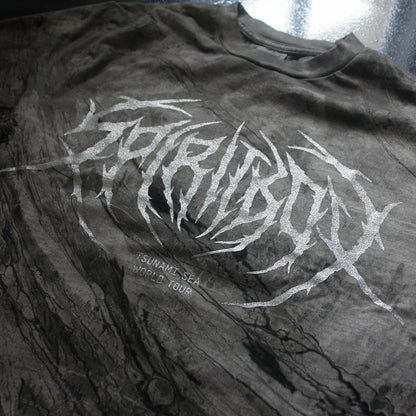 Death Metal Logo Silver Glitter Print Grey Marble Tie Dye T-Shirt